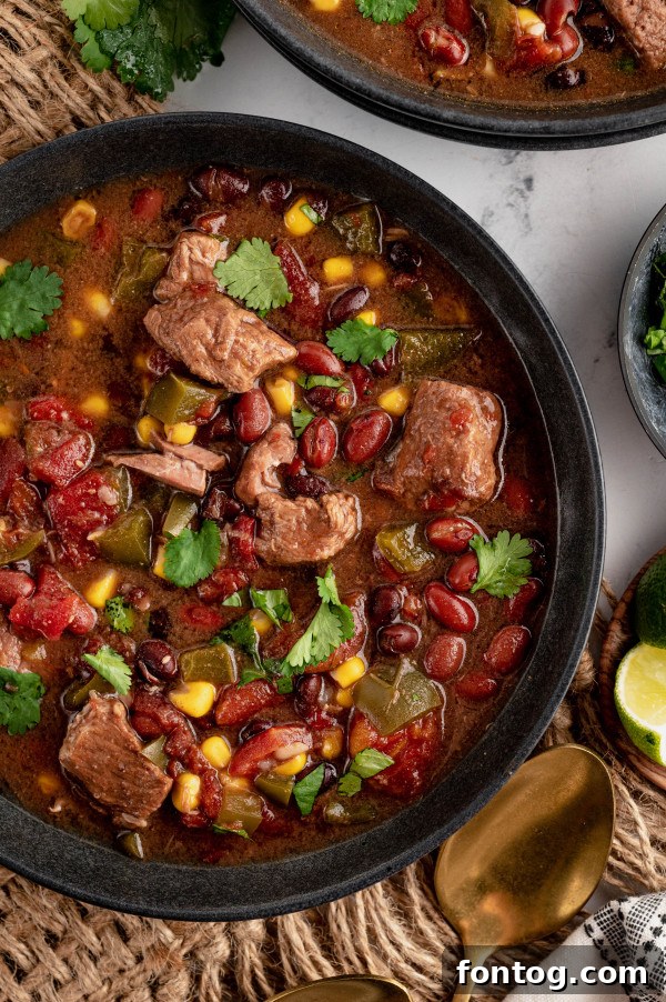 slow cooker taco stew in a bowl