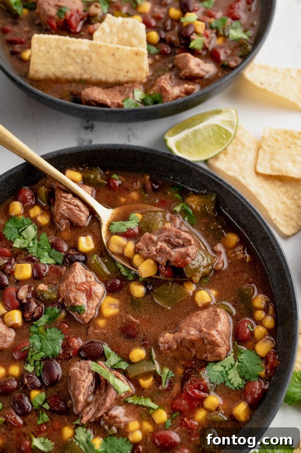 slow cooker taco stew with toppings