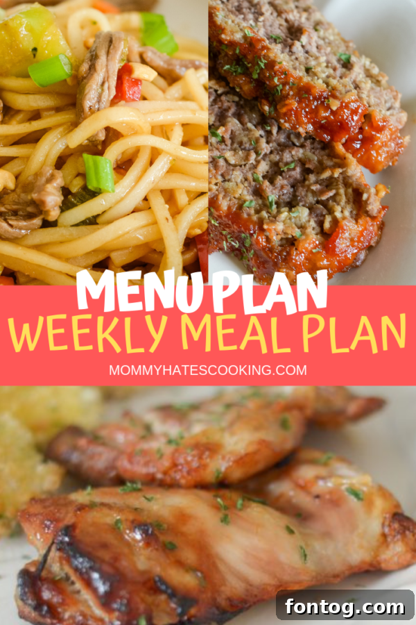 A beautifully designed, blank weekly menu plan template, featuring spaces for each meal of the day, inviting users to fill it with their culinary ideas.
