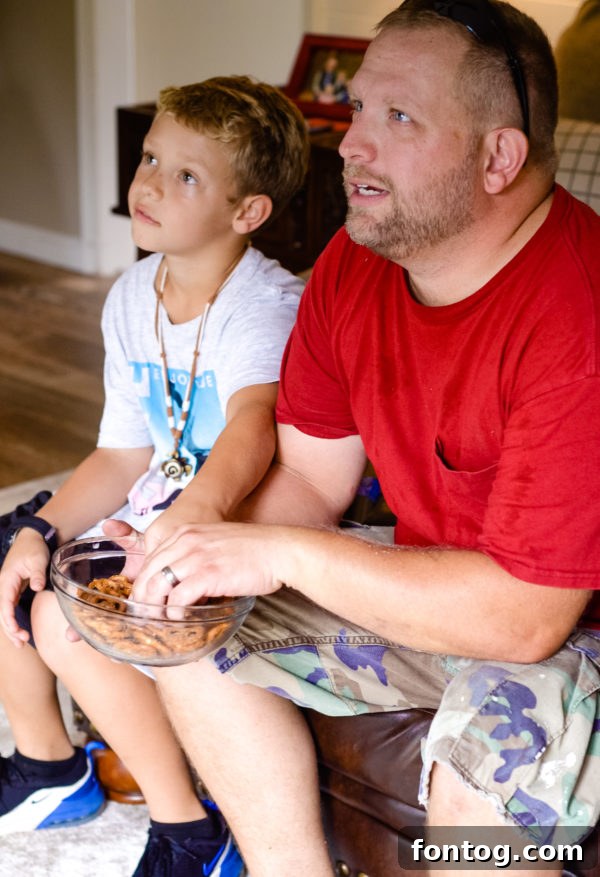 Touchdown Tailgate Dishes 6 Father and son holding footballs