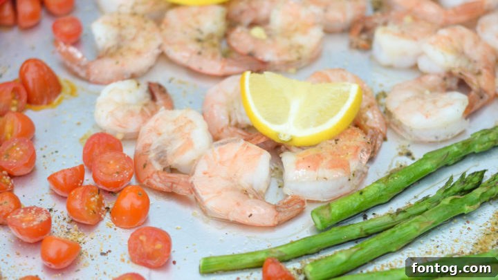 Sheet Pan Lemon Garlic Shrimp with vegetables.