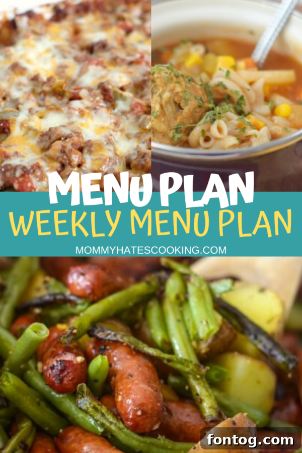 Weekly Menu Plan example