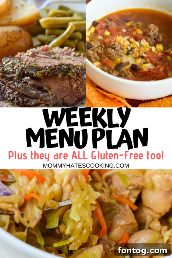 Weekly Menu Plan Banner with variety of meals