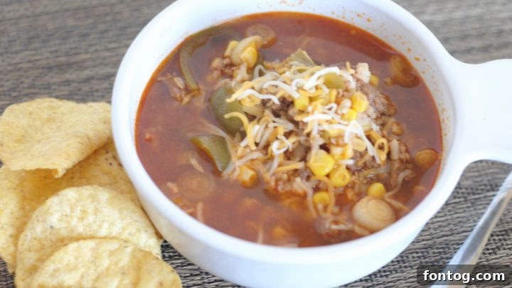 Hearty Slow Cooker Stuffed Pepper Soup