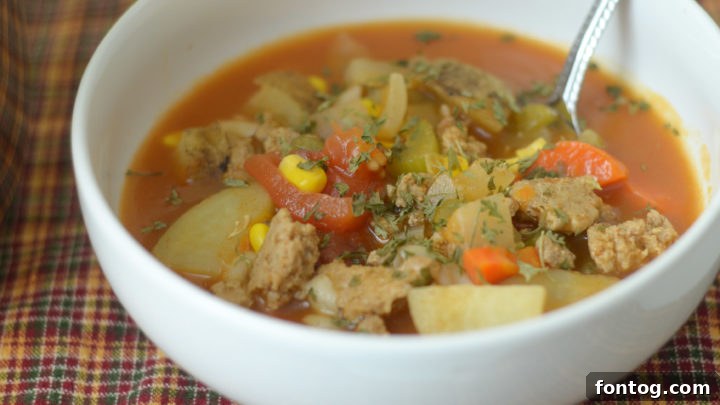 Quick, easy, and delicious Ninja Foodi Beef Vegetable Soup.