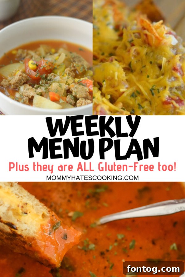 A beautifully organized weekly menu plan template with meal ideas, symbolizing streamlined kitchen organization.