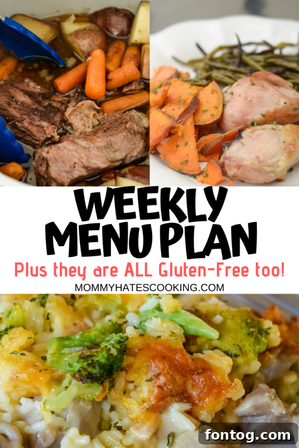 Weekly Menu Plan banner with diverse meal ideas and a planner image