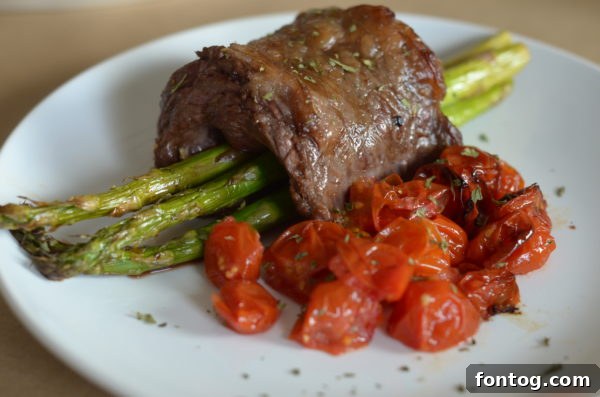 Effortless Weekly Meals March 8th Edition 3 Ninja Foodi Steak Wrapped Asparagus, beautifully presented and ready to eat.