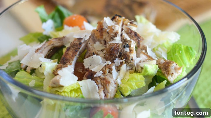 Zesty Blackened Chicken Caesar Salad, a flavorful and satisfying meal for lunch or dinner.