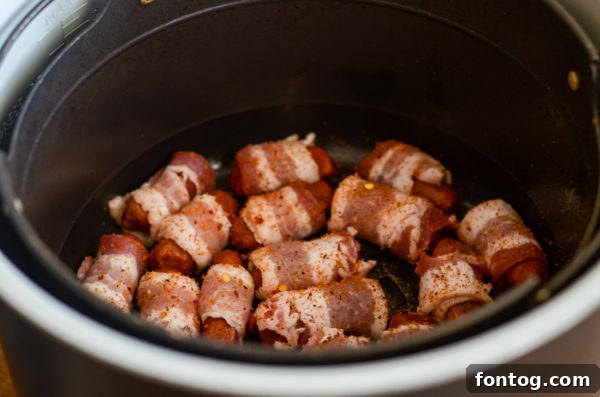 Air Fryer Bacon Wrapped Sausages