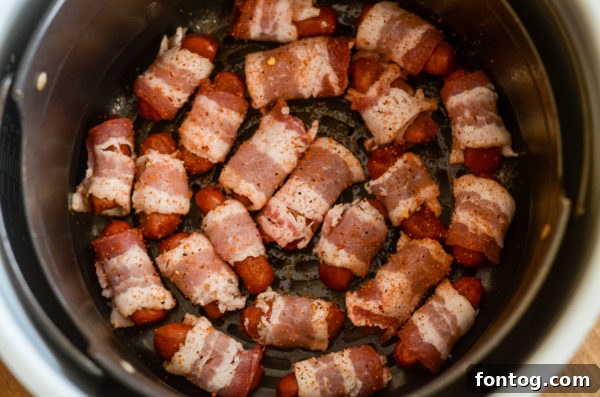 Air Fryer Bacon Wrapped Sausages