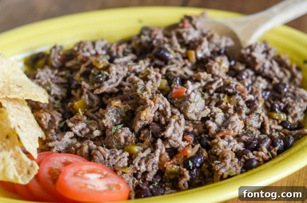 Raw ground beef in slow cooker