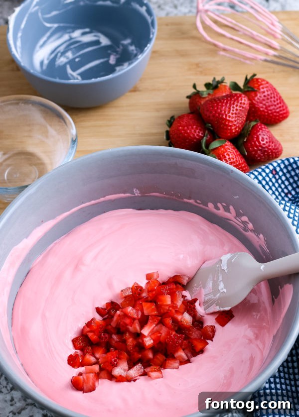 Chilled Gluten Free Jello Delight 5 Close-up of the smooth, creamy filling of a no-bake jello pie before chilling