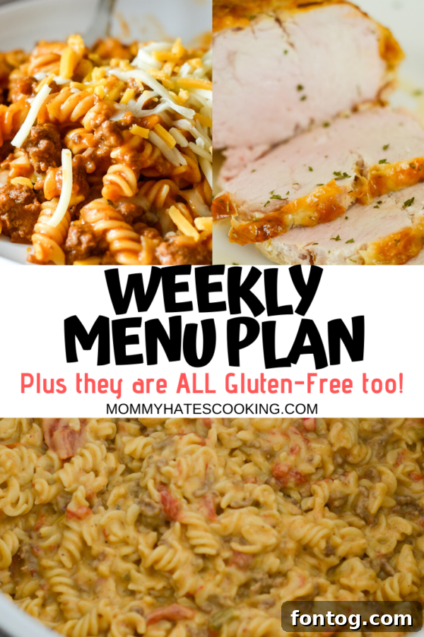 Weekly menu plan visual schedule for the week ahead