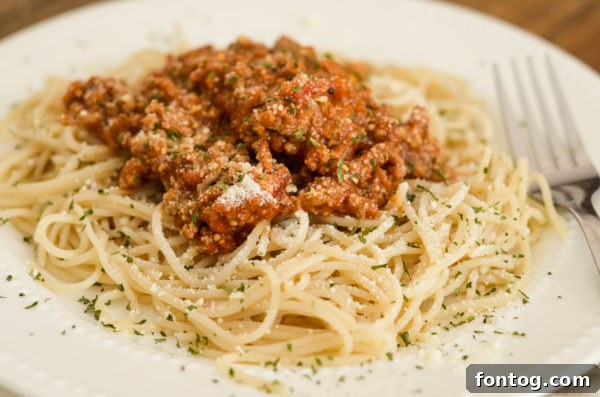 A delicious bowl of ranch-style spaghetti, a simple and family-friendly meal perfect for a weekly menu plan.