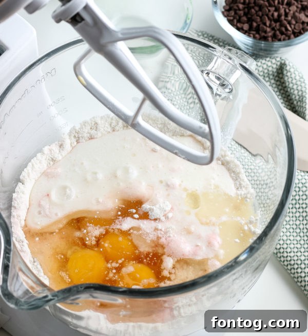 Close-up of a single watermelon cupcake with pink frosting and chocolate chip seeds