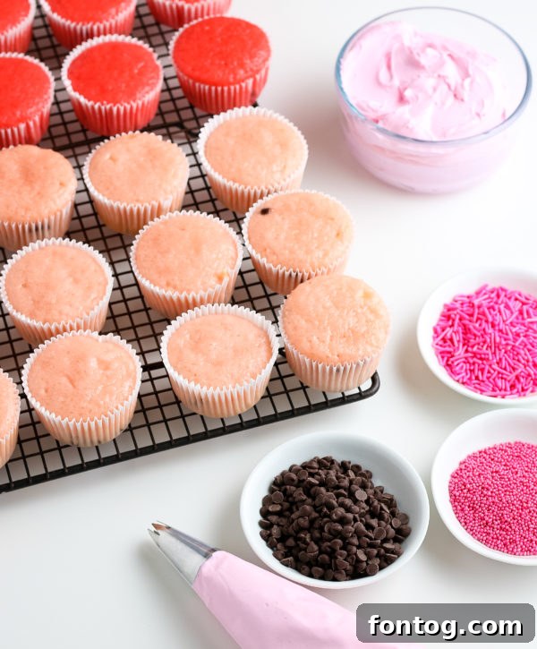 Cupcakes in green liners ready for baking