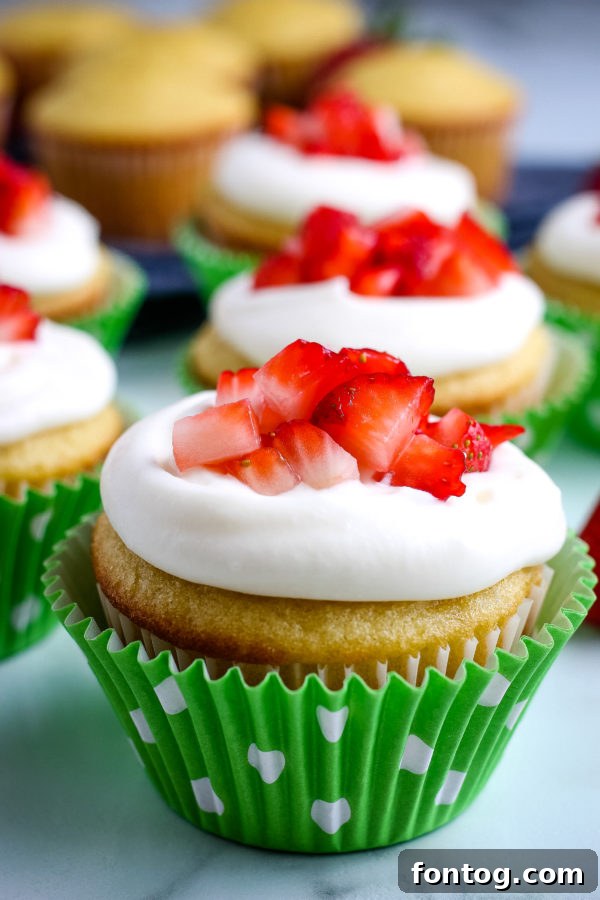 Gluten-Free Strawberry Shortcake Cupcakes, beautifully decorated and ready to enjoy
