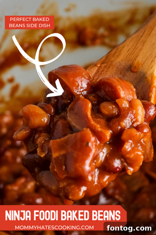 Ninja Foodi Baked Beans pin image for Pinterest