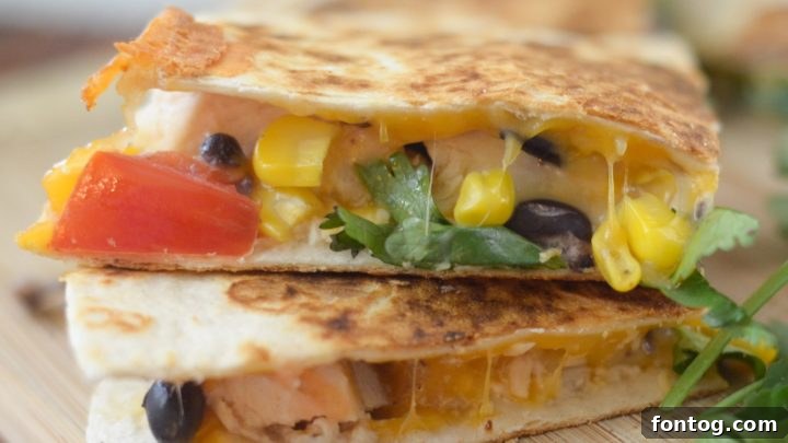 Easy and tasty Chicken and Corn Salsa Quesadillas