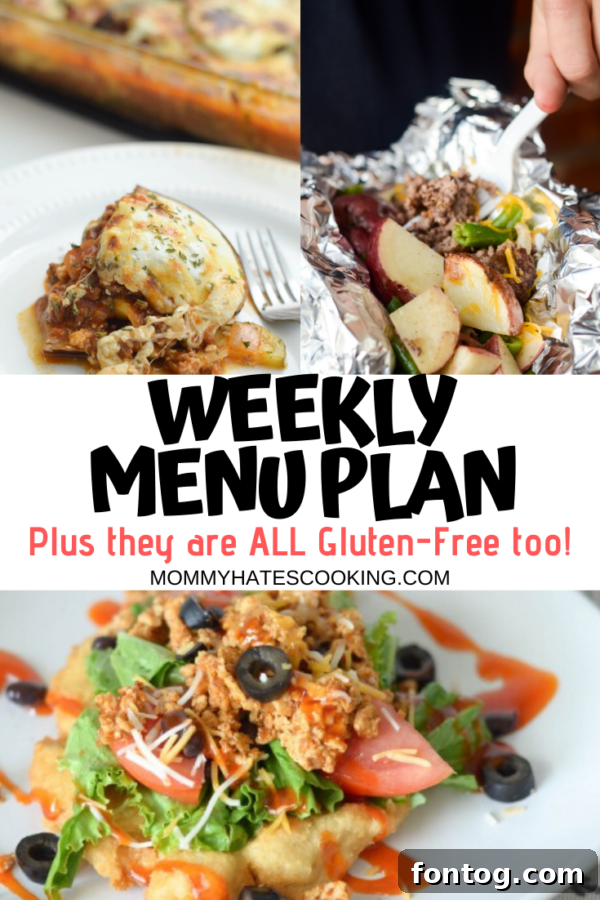 Your July 19th Weekly Meal Guide 4 A visual representation of a completed weekly menu plan template, showing organized meals for each day.