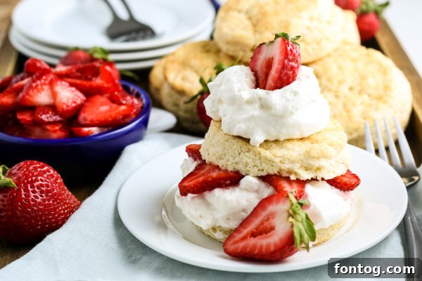 Gluten-free strawberry shortcake assembled with whipped cream and fresh berries