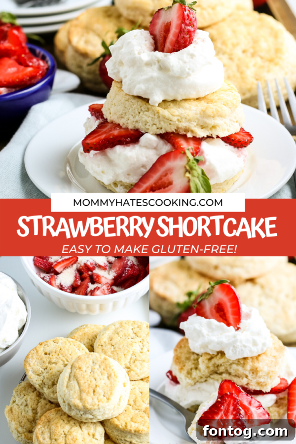 Gluten-Free Strawberry Shortcake recipe card for Pinterest