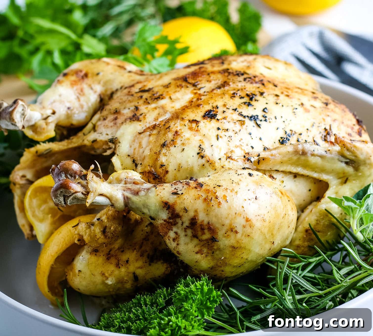 Ninja Foodi Whole Chicken with Lemon and Herbs