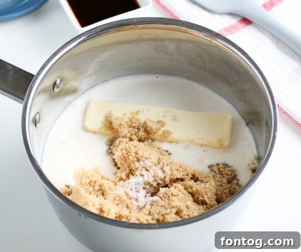 Velvety Gluten-Free Caramel Sauce 3 Fresh ingredients laid out for homemade caramel sauce