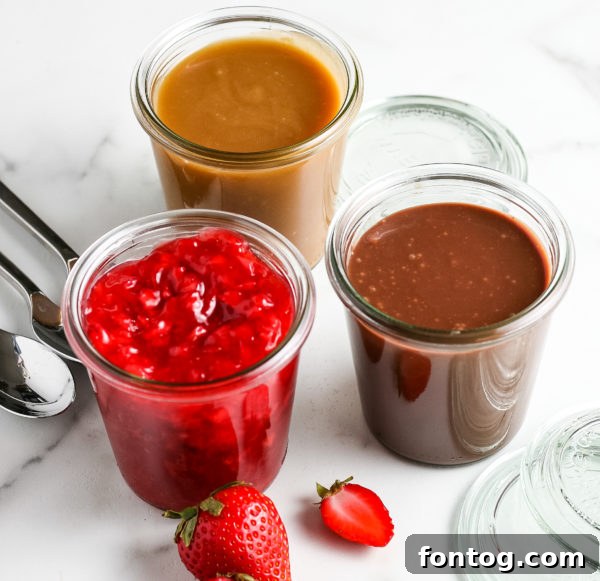 Velvety Gluten-Free Caramel Sauce 8 Assortment of dessert sauces, including caramel sauce