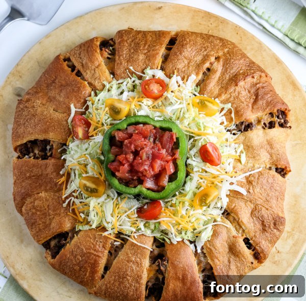 Simple Fiesta Crescent Ring 2 Delicious Easy Taco Ring made with Golden Crescent Rolls