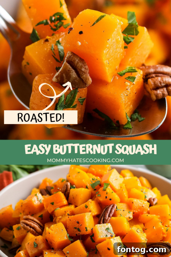 Roasted butternut squash on a decorative plate, suitable for Pinterest.