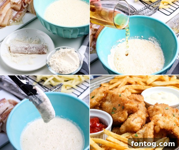 Step-by-step process of making gluten-free fish and chips