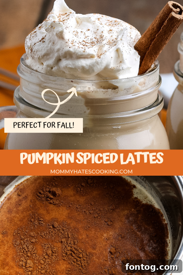 Crafting Your Perfect Pumpkin Spice Latte 10 Two mugs of homemade pumpkin spice latte with a cozy fall background