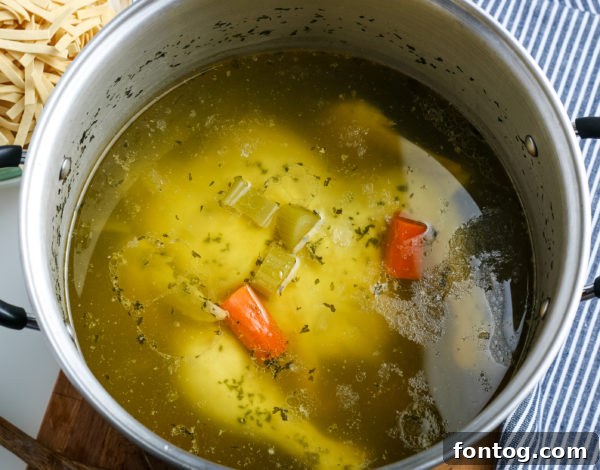 Adding extra chicken broth to noodles when using pre-cooked chicken.