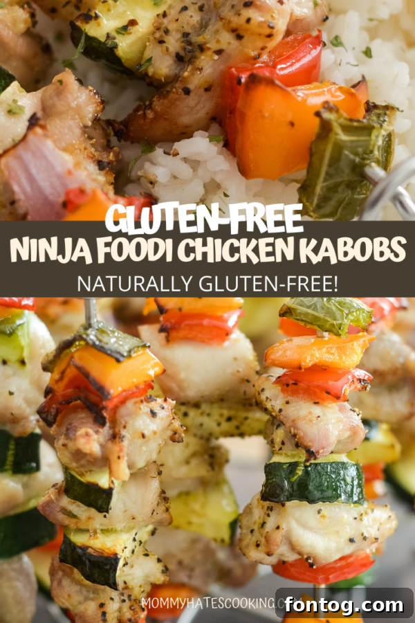 Ninja Foodi Chicken Kabobs (Air Fryer) - Pinterest pin image for the recipe.