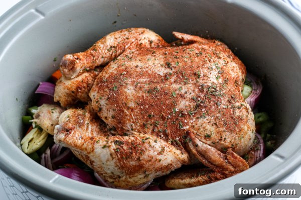 Simple Crockpot Whole Chicken - Broiled after slow cooking