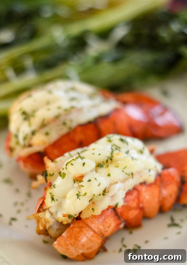 Perfectly grilled lobster tail in a Ninja Foodi Grill, ready to be served.