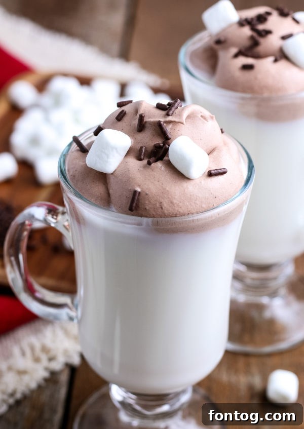 Whipped Hot Chocolate (Gluten-Free) - A luscious, creamy hot chocolate topped with a thick layer of whipped chocolate.