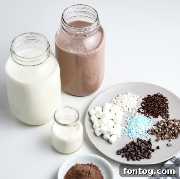 Whipped Hot Chocolate (Gluten-Free) - Milk and hot chocolate mix ready for preparation.