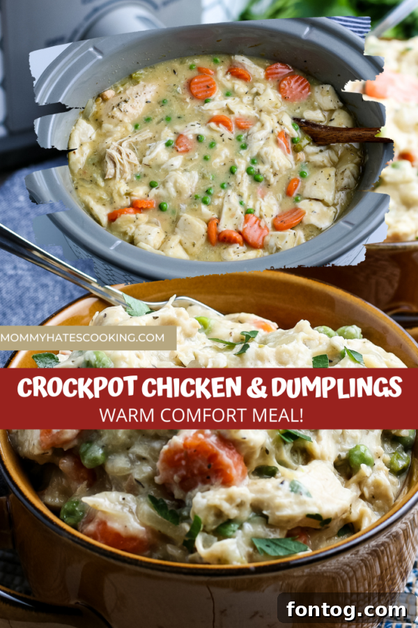 Large image of Crockpot Chicken and Dumplings for Pinterest