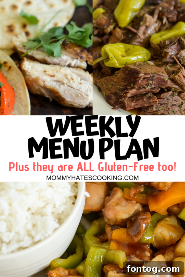 A comprehensive weekly menu plan guide for the week of February 28th, outlining meals and tips