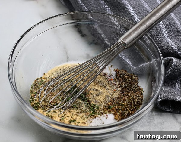 Various dried spices and herbs for a homemade blend