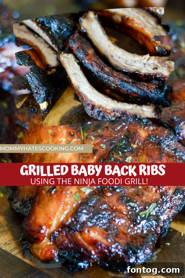 Grilled baby back ribs in Ninja Foodi, a perfect quick meal.