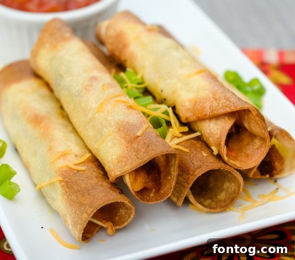Air fryer beef and bean taquitos, a quick and delicious weeknight dinner.