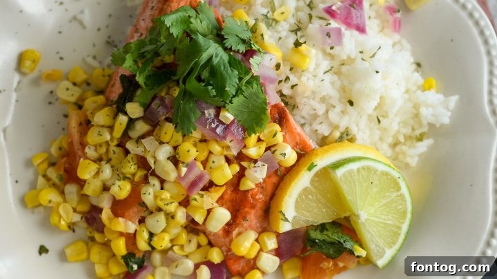 Grilled Salmon with Roasted Corn Salsa, a fresh gluten-free meal