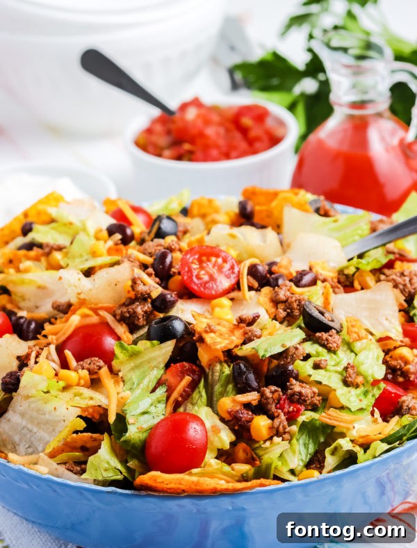 Crunchy Dorito Taco Fiesta 5 Hearty Dorito Taco Salad ready to be served