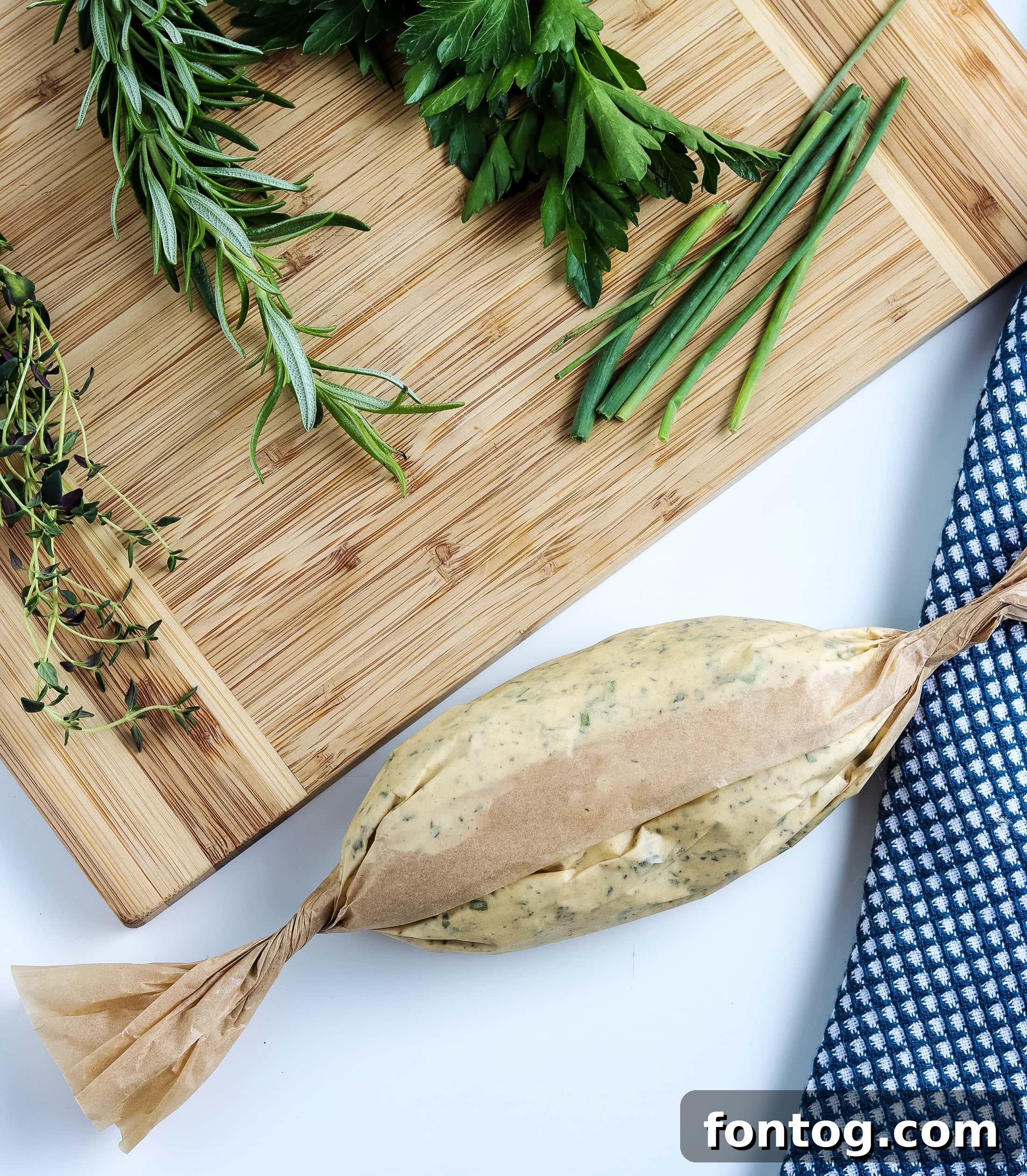 Fresh Herb Butter rolled into a log in parchment paper