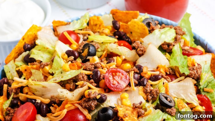 Easy and delicious Dorito Taco Salad, can be made gluten-free