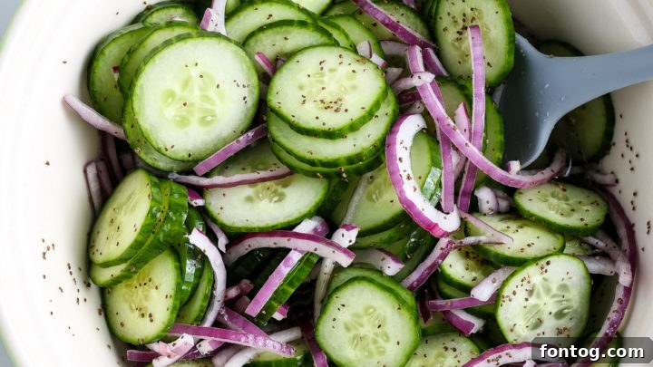 Cool and crisp Easy Cucumber Salad, a perfect side dish